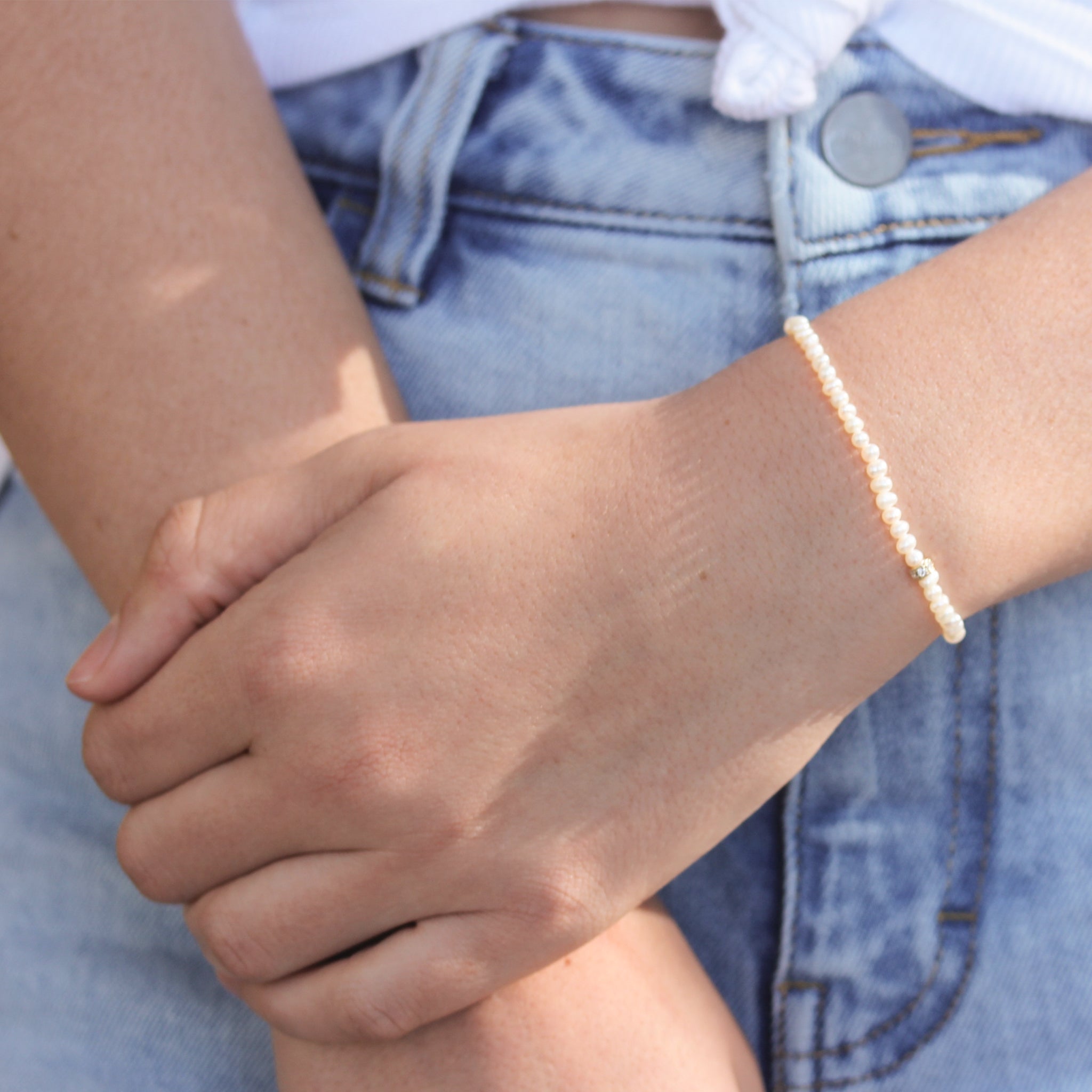 Sydney Evan pearl bracelet with diamond rondelle - Be On Park