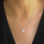 Shy Creation White Gold "Amor" Pave Diamond Heart Necklace - Be On Park