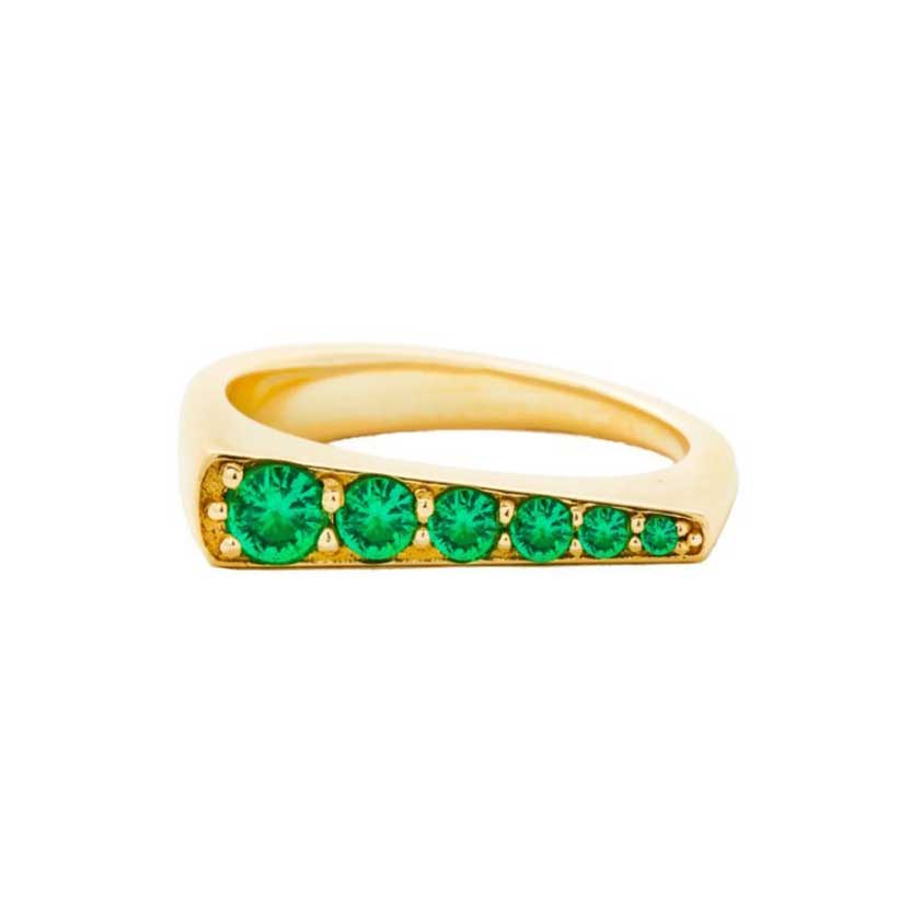 Campbell and Charlotte "The Edge" Emerald Tapered Stacking Ring - Be On Park
