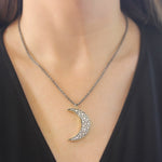 John Apel Diamond and Silver Moon Necklace - Be On Park