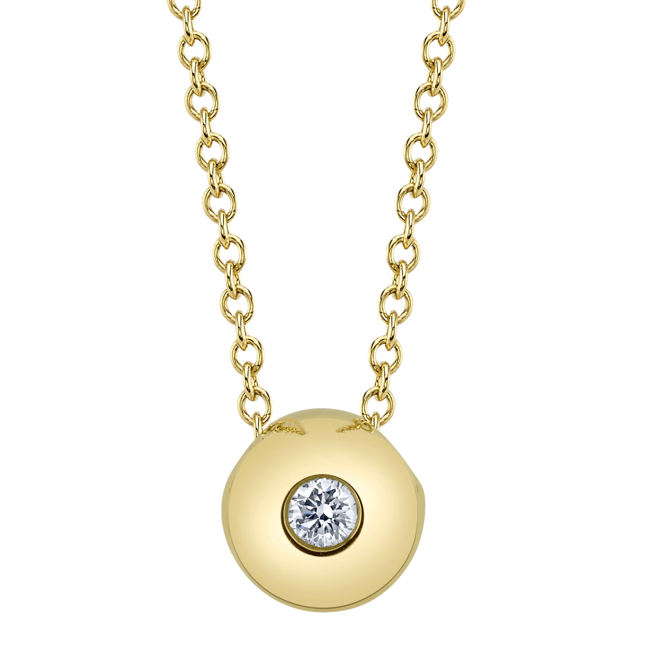 Shy Creation Bezel Set Diamond Button Necklace - Be On Park