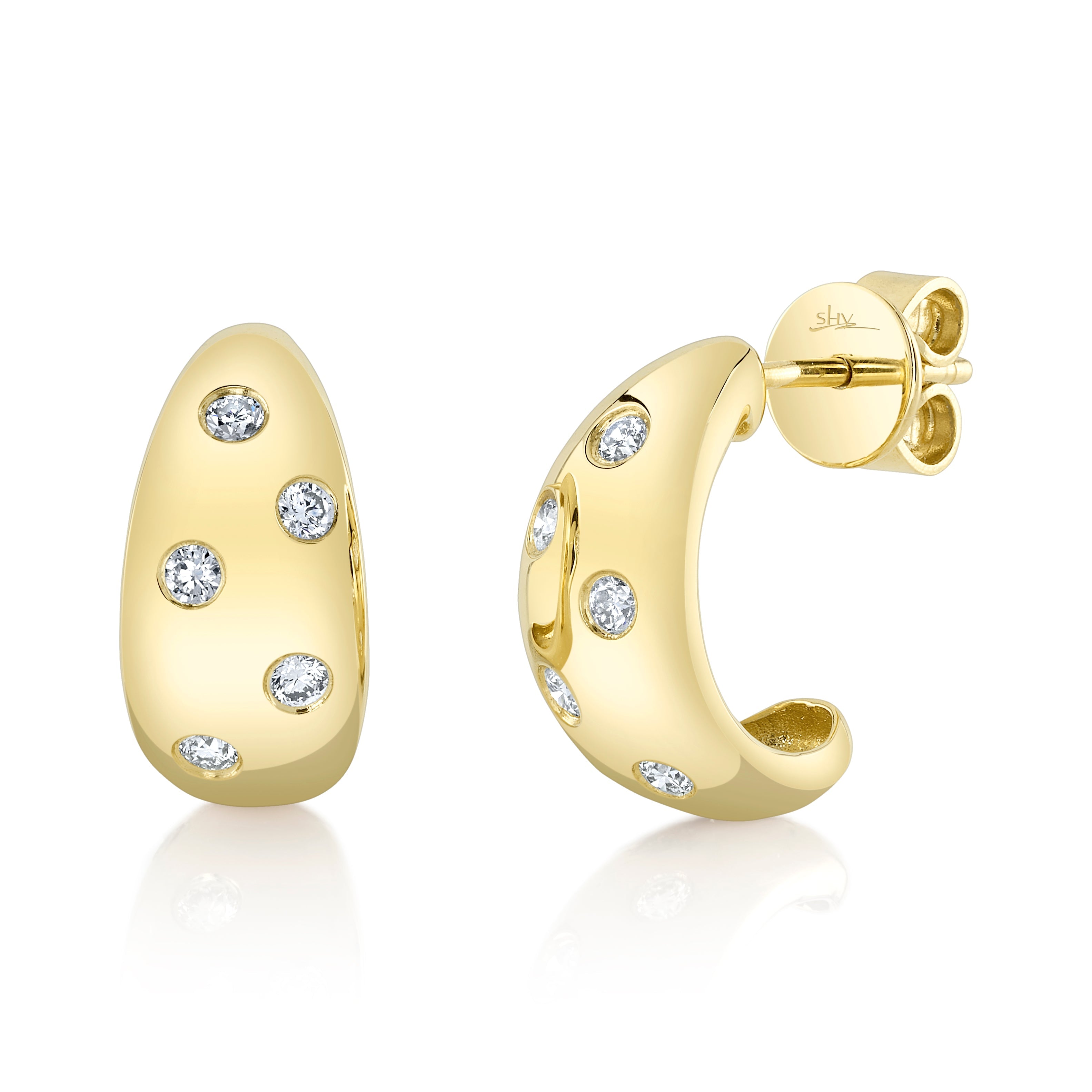Shy Creation Yellow Gold Diamond Earrings - Be On Park