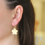 Marika Desert Gold Diamond Flower Drop Earrings - Be On Park