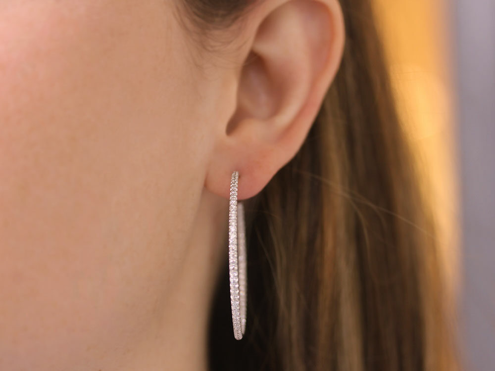 Roberto Coin 45mm micro-pave diamond hoop earrings - Be On Park