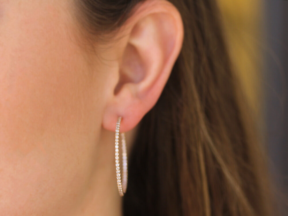 Roberto Coin 35mm diamond hoop earrings - Be On Park
