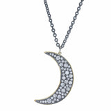 John Apel Diamond and Silver Moon Necklace - Be On Park