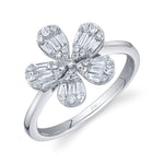 Shy Creation Baguette Diamond Flower Ring - Be On Park