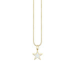 Sydney Evan white enamel star charm necklace on light tiffany chain - Be On Park