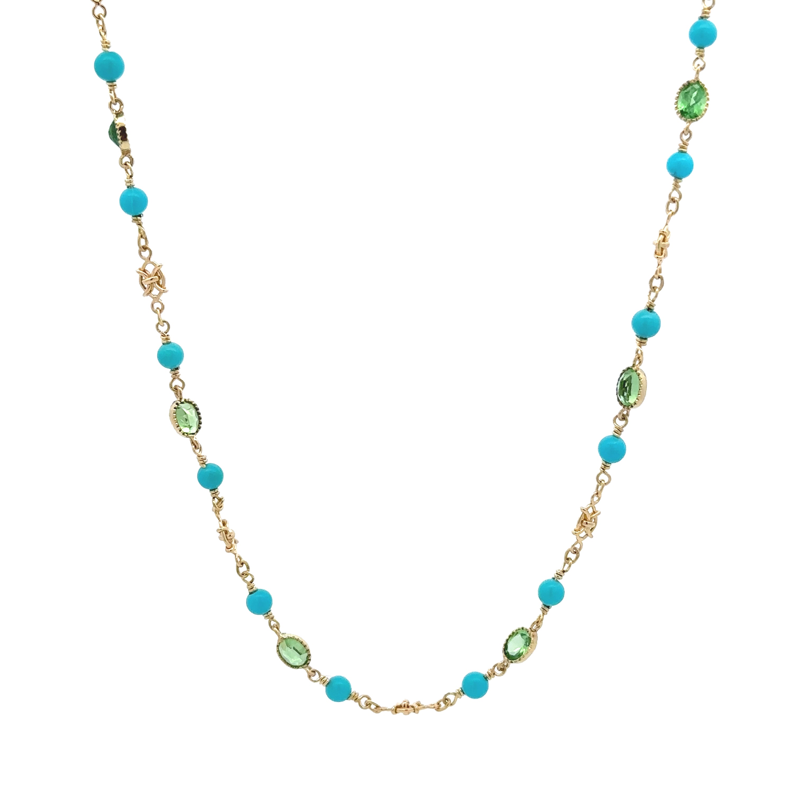 John Apel 38" Tsavorite and Turquoise Necklace - Be On Park