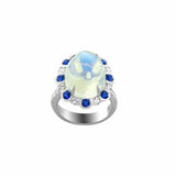 Spark Creations Moonstone Ring with Diamond and Sapphire Accents - Be On Park