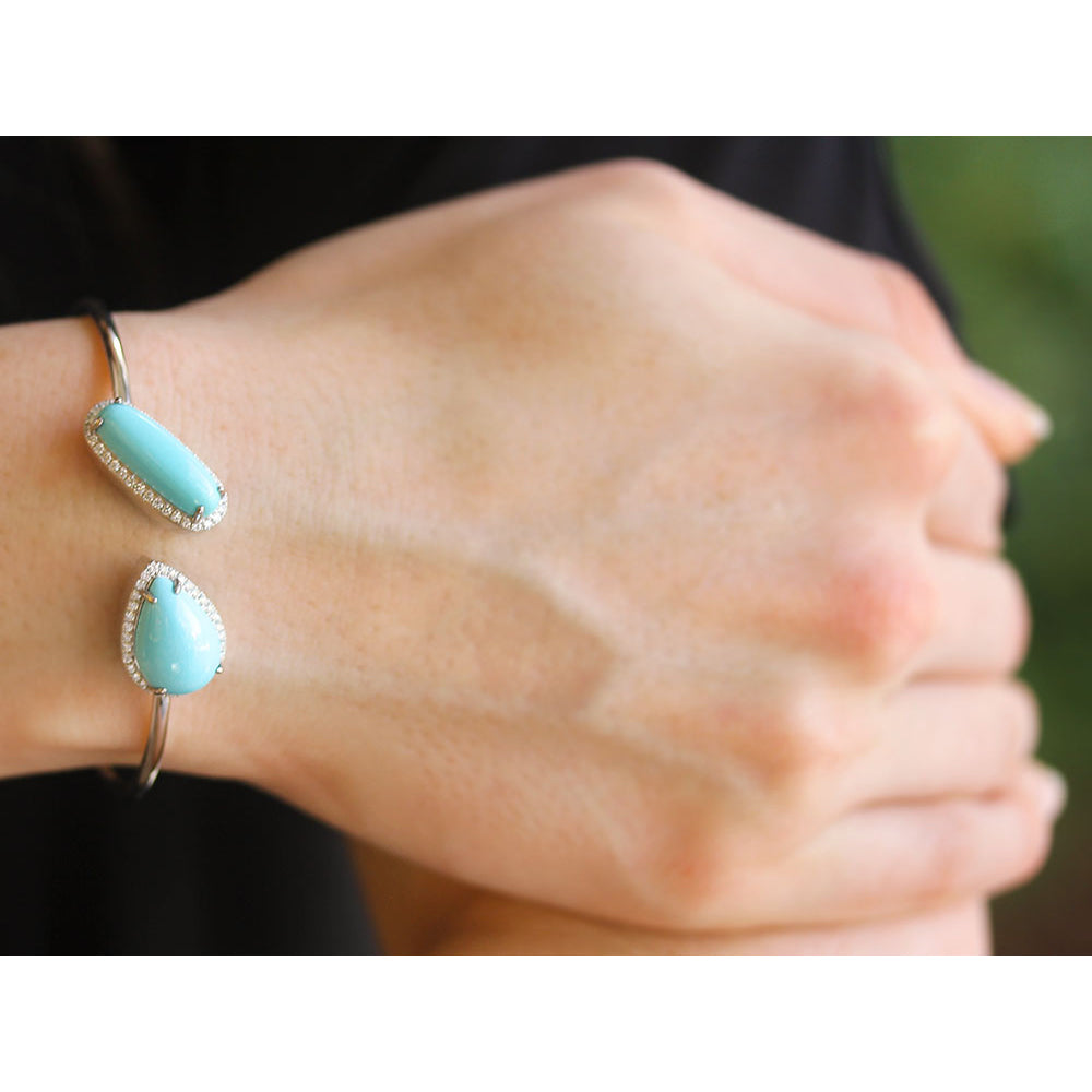 Yael Designs pear turquoise, oval turquoise, and diamond bracelet - Be On Park