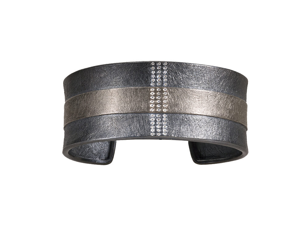 Todd Reed mixed metal cuff bracelet with white brilliant cut diamonds - Be On Park