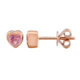14k Rose Gold Bezel Set Heart Pink Sapphire Stud Earrings - Be On Park
