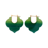 Talkative Green Agate Crest Moroccan Hoop Earrings - Be On Park