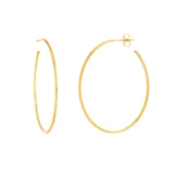 14ky Thin Oval Post Hoop Earrings Chains - Be On Park