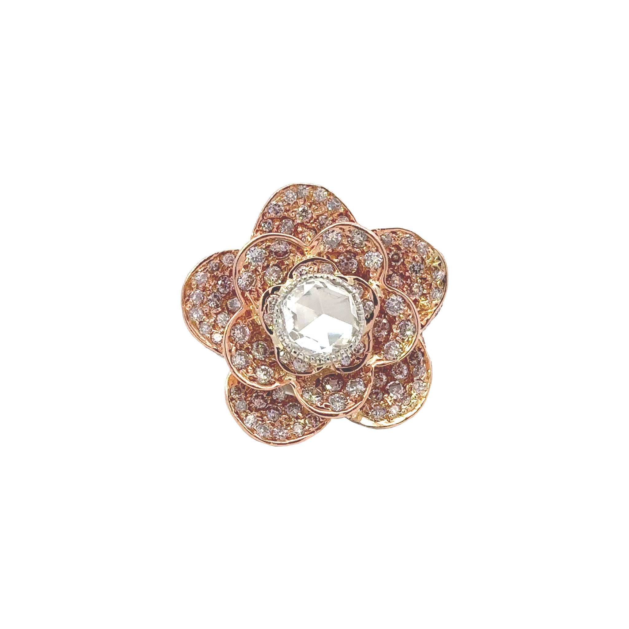 Sethi Couture Diamond Flower Cocktail Ring with Center Round Cut Diamond - Be On Park