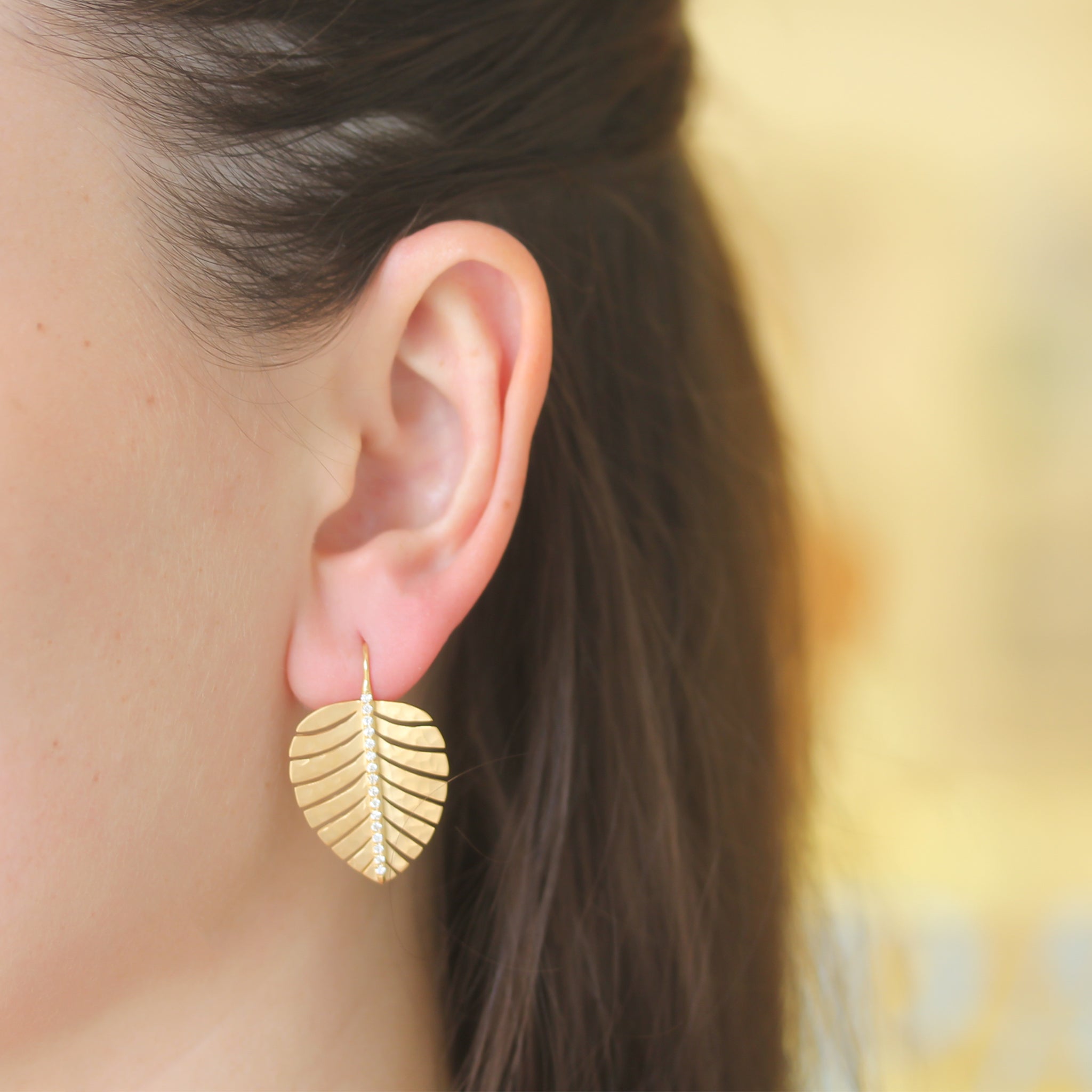 Marika Desert Gold Diamond Leaf Earrings - Be On Park