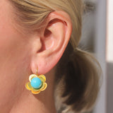 Stephanie Albertson Double Layered Flower Earrings with Sleeping Beauty Turquoise - Be On Park