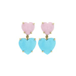 M. Spalten Mid-Size Double Heart Stud Earring with Pink Opal & Turquoise - Be On Park