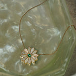 Orly Marcel Sacred Flower Mother of Pearl and emerald necklace - Be On Park