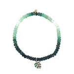 Sydney Evan Shaded Emerald Bracelet with Small Monstera Leaf Charm - Be On Park