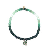 Sydney Evan Shaded Emerald Bracelet with Small Monstera Leaf Charm - Be On Park