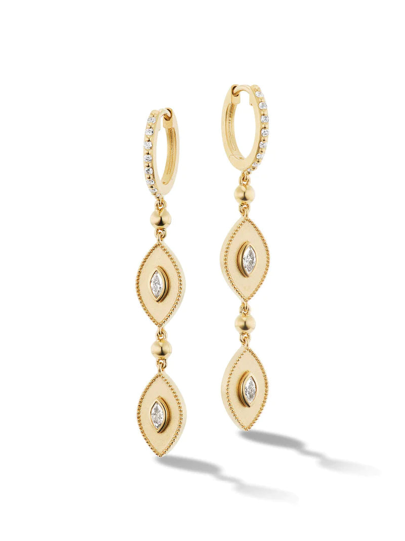 Orly Marcel Huggie Drop Earrings with Marquise Diamond - Be On Park