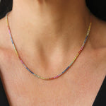 Dilamani 18" ombre rainbow sapphire tennis necklace - Be On Park