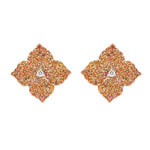 Piranesi Orange Sapphire & Diamonds Large Flower Mosaique Earrings - Be On Park