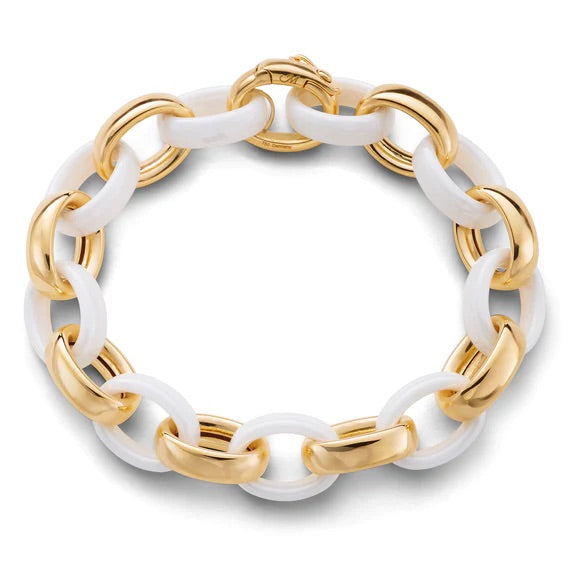 Monica Rich Kosann Marilyn Gold and White Ceramic Link Bracelet - Be On Park