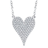 Shy Creation White Gold "Amor" Pave Diamond Heart Necklace
