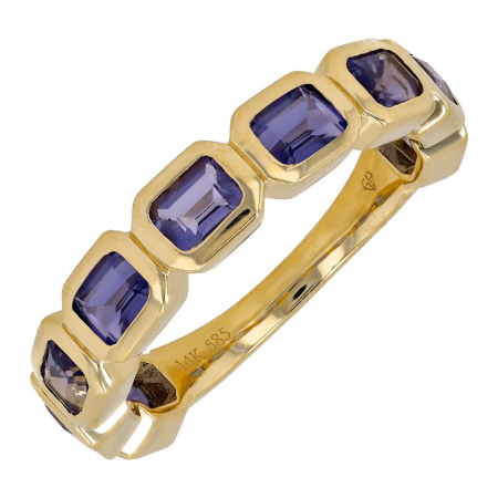 14k Yellow Gold Emerald Shape Iolite Ring - Be On Park
