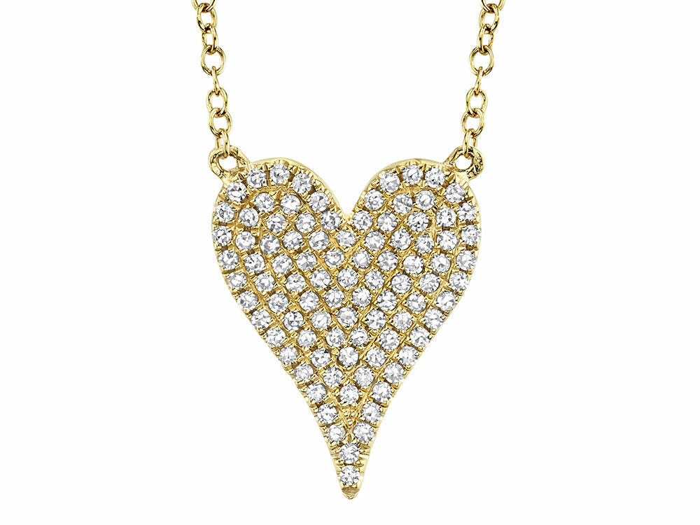 Shy Creation Yellow Gold "Amor" Pave Diamond Heart Necklace - Be On Park