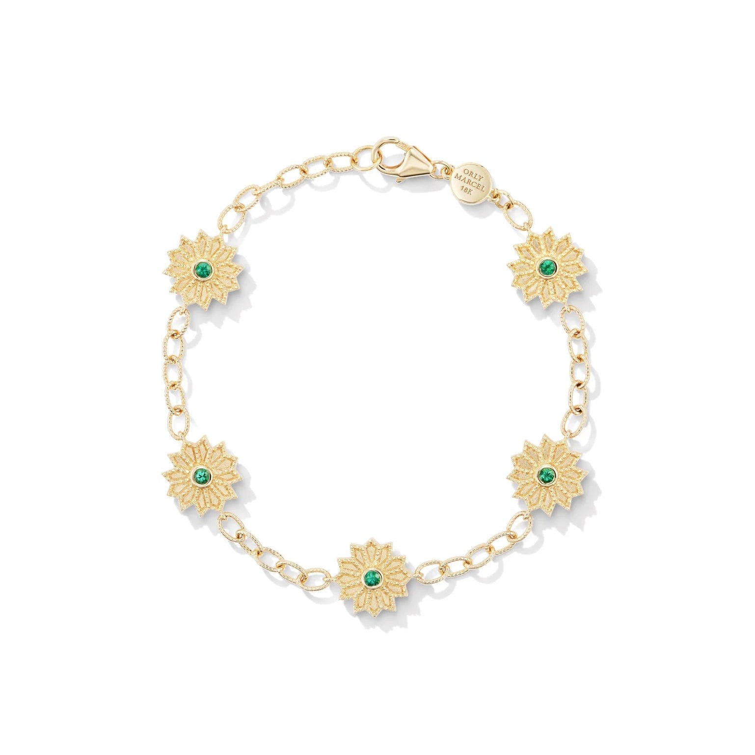 Orly Marcel Sacred Flower Station Bracelet with Emerald and Diamond - Be On Park