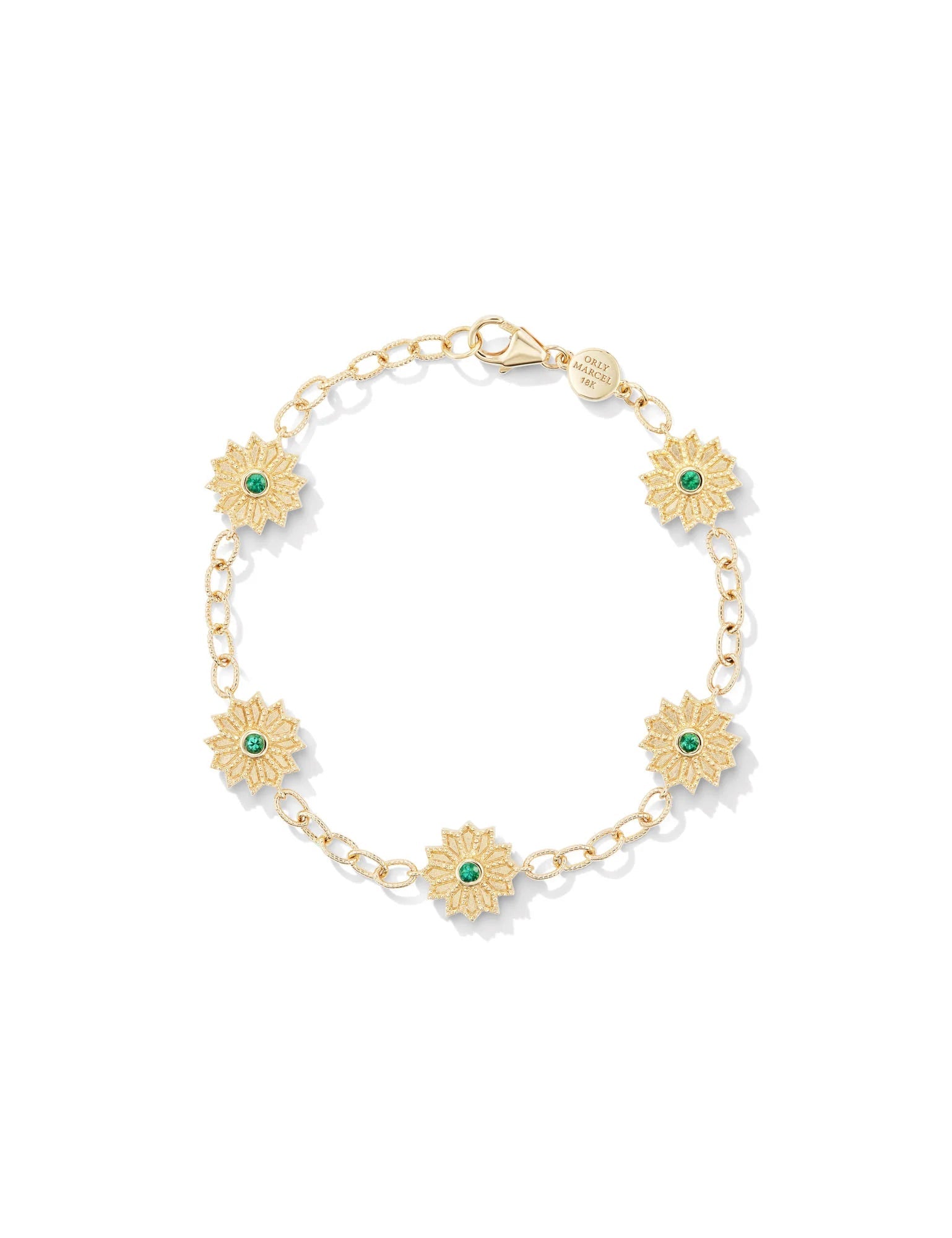 Orly Marcel Sacred Flower Station Bracelet with Emerald and Diamond - Be On Park