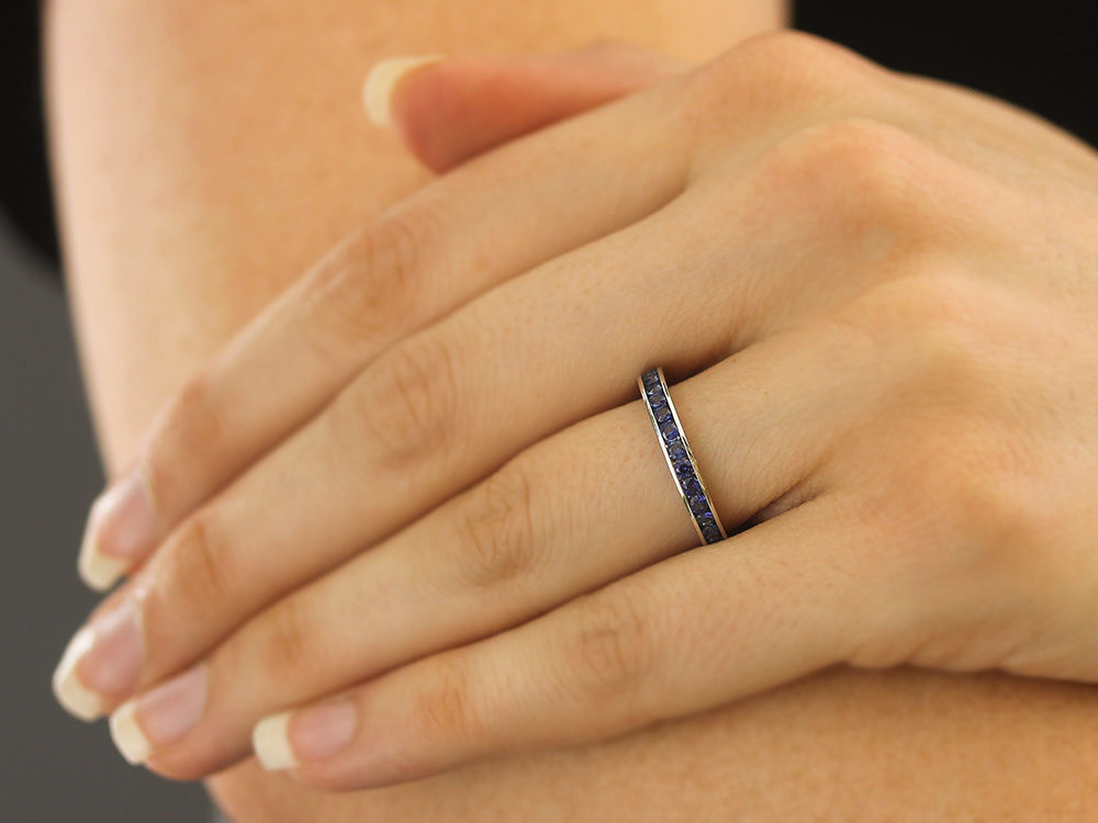 channel set sapphire eternity band - Be On Park