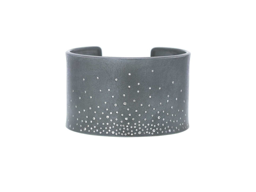 Todd Reed sterling silver white brilliant cut diamond and raw diamond cuff bracelet - Be On Park