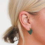 Talkative Green Agate Crest Moroccan Hoop Earrings - Be On Park