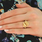 Penny Preville gold leaf diamond bypass ring - Be On Park
