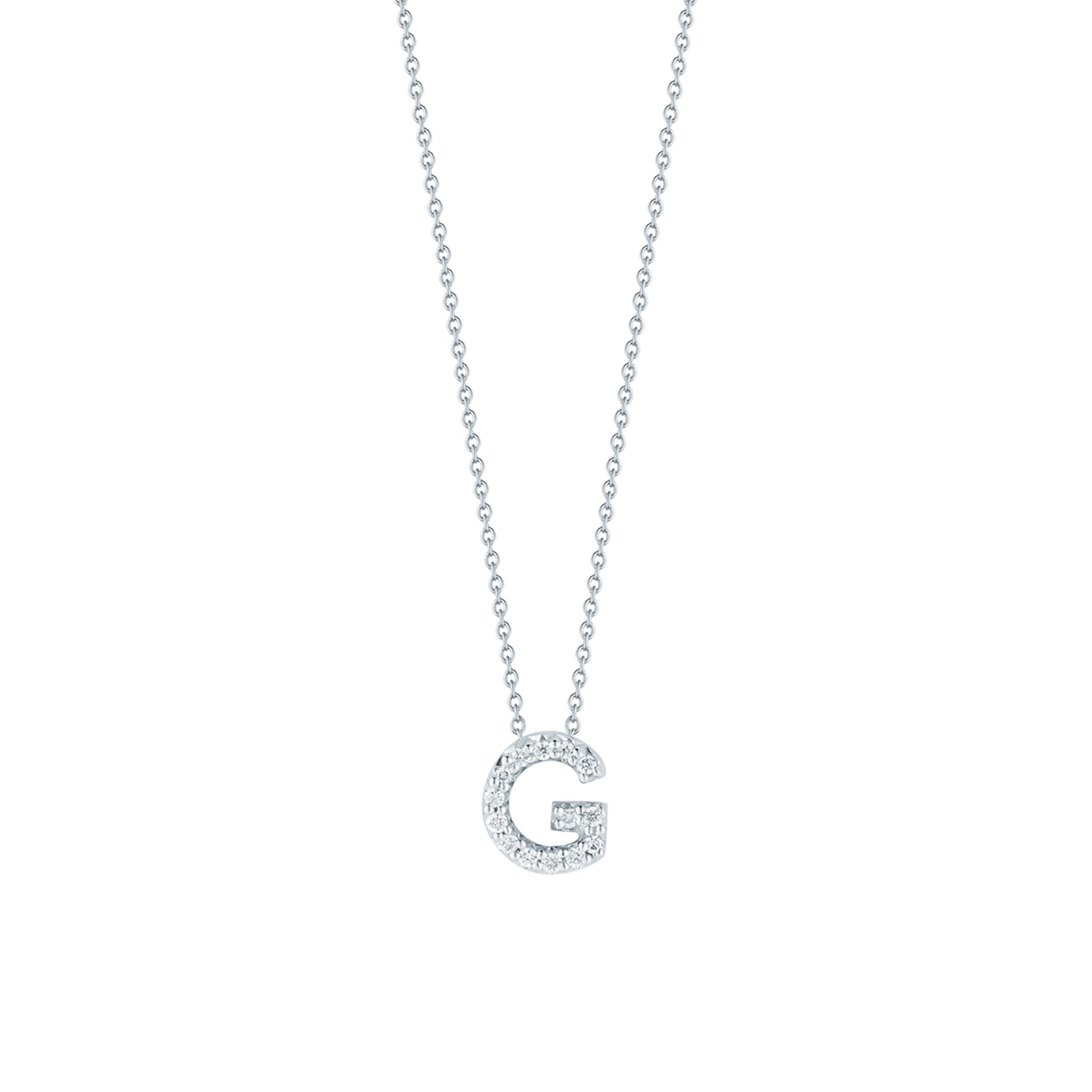 Roberto Coin 16-18" love letter diamond "G" necklace, additional letters available - Be On Park