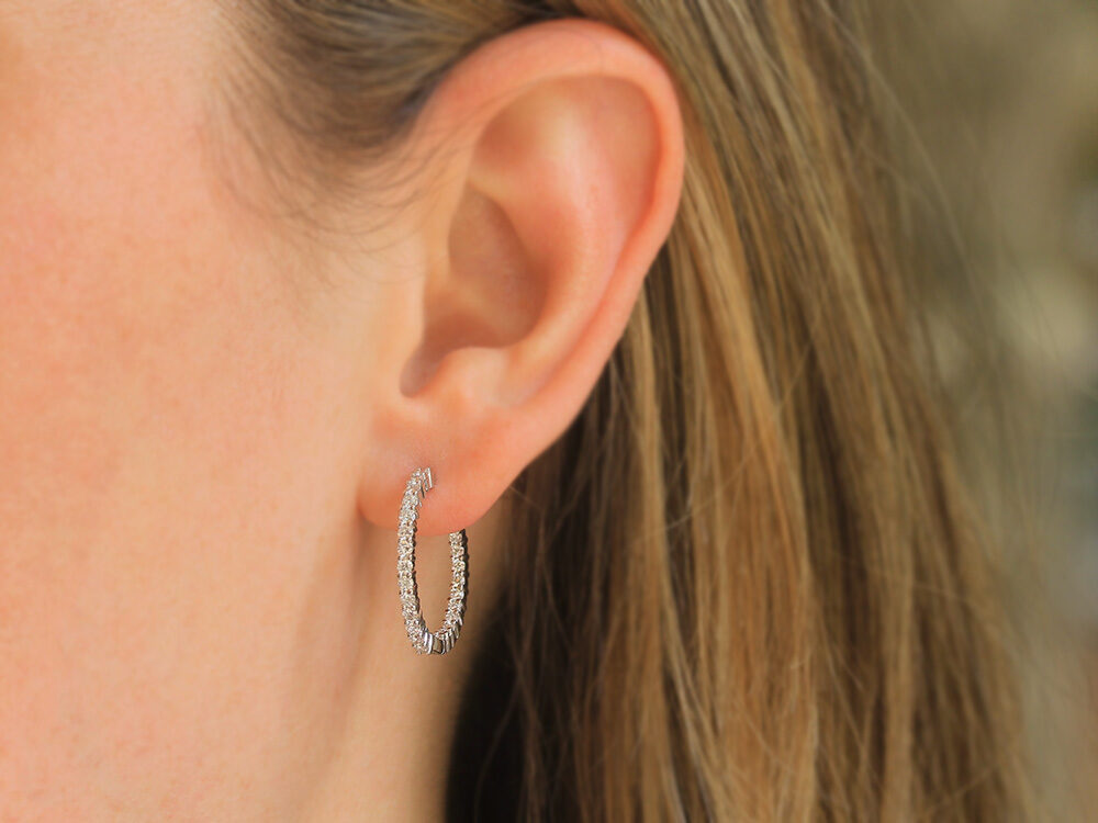 Roberto Coin 22mm diamond hoop earring - Be On Park