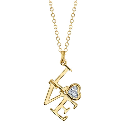 Diamond bezel "Love" necklace - Be On Park
