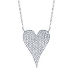 Shy Creations White Gold Amor Large Diamond Pave Heart Pendant Necklace - Be On Park