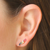 Suzanne Kalan Rose Gold Rainbow Sapphire and Diamond Zig-Zag Earrings - Be On Park