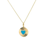 Shy Creation Diamond and Turquoise Circle Heart Necklace - Be On Park