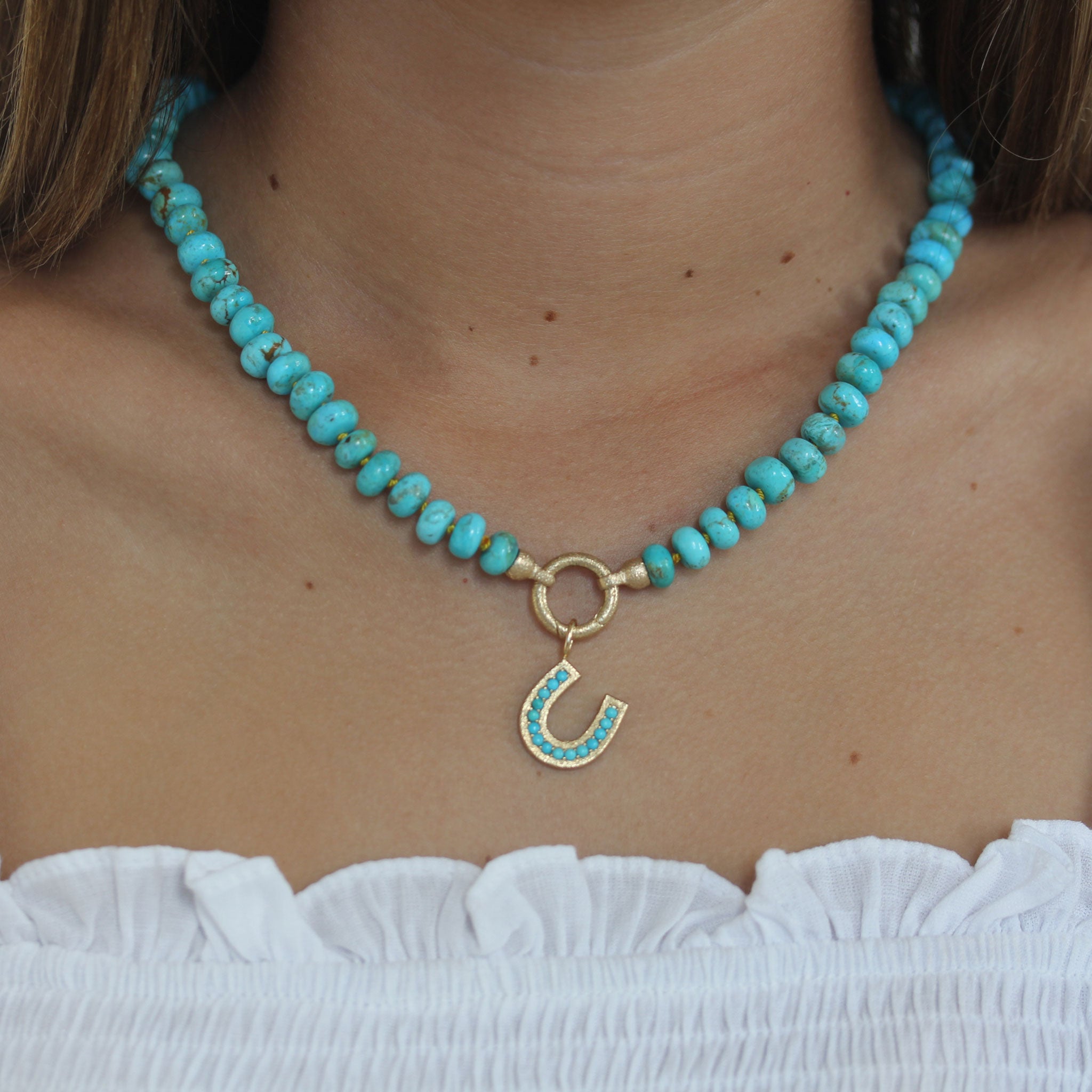 Imperfect Grace Calla Turquoise Hand-knotted Necklace with Charm Holder - Be On Park