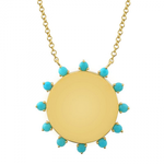 Yellow Gold and turquoise medallion Necklace - Be On Park