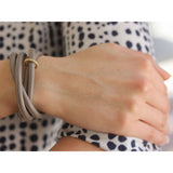 Mizuki taupe leather wrap bracelet with diamond slider - Be On Park