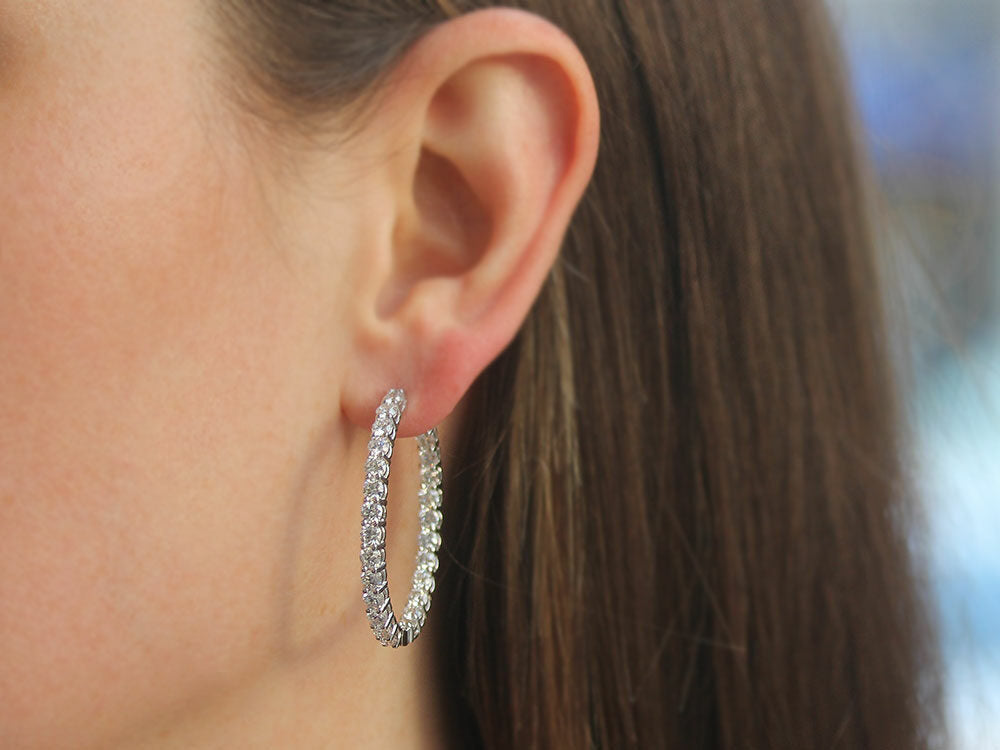 31mm 5.25 carat diamond oval hoop earrings - Be On Park