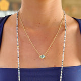 Lauren K pear shape sideways lagoon tourmaline sprinkle necklace - Be On Park